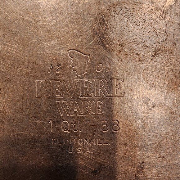 Vintage Revere Ware 1801 Copper Clad Stainless Steel Sauce Pan With Lid, 1 Quart - Picture 8 of 8